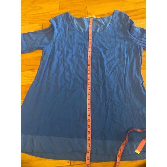 Soft Surroundings Women's Blue lined Long Sleeve Layered scoop neck Blouse sz XL - Picture 5 of 8